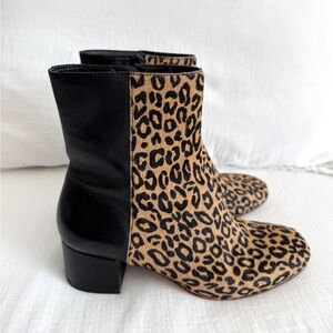 Donald J. Pliner Black Leather & Leopard Ankle Boots